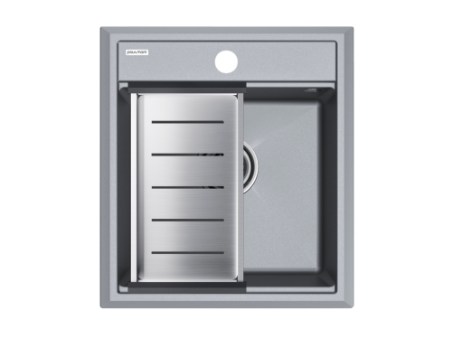 Кухонная мойка + коландер Paulmark PM114651-GRM+A375-BS 45х50 цвет серый