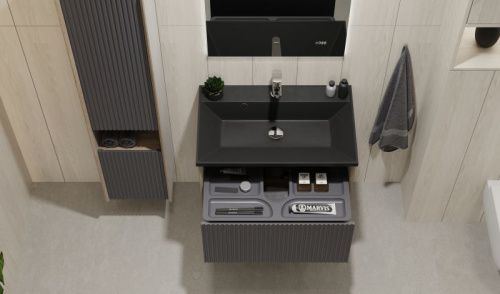 Тумба под раковину Jorno TOSSONY Toss.01.70/P/DS-A/JR 70х40 подвесная цвет черный - фото 3