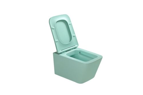 Унитаз подвесной SantiLine SL-5007LG цвет светло-зеленый с сиденьем микролифт безободковый смыв воронка-водоворот - фото 4