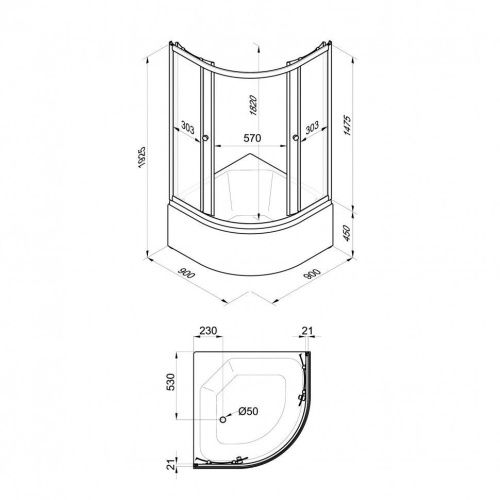 Душевой уголок Тритон Стандарт Щ0000061797 90х90 стекло с рисунком профиль белый с поддоном - фото 2