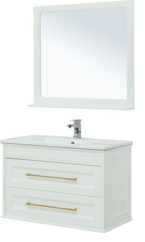 Комплект мебели: тумба с раковиной + зеркало Aquanet Бостон М 00281192 100х50 напольный цвет белый - фото 2