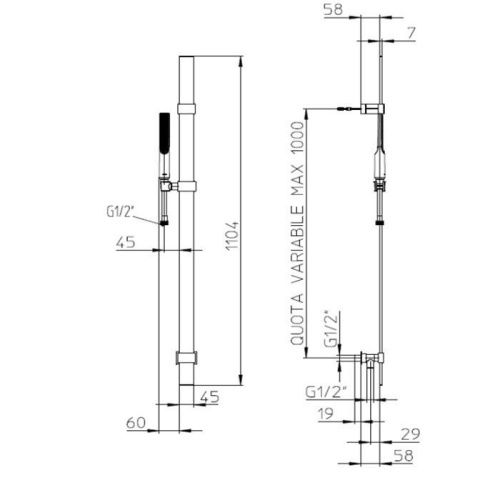 Душевой гарнитур Bossini Apice D48088.073 настенный черный - фото 2