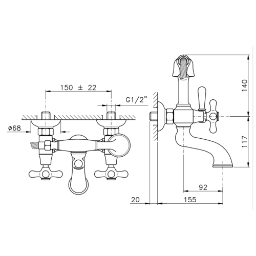 Смеситель для ванны Nicolazzi Nuova Brenta 2501CR настенный хром - фото 2