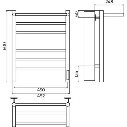 Полотенцесушитель электрический Terminus 4670078556912 50х60 черный - фото 3