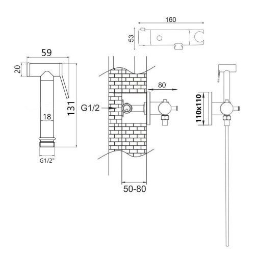Гигиенический душ со смесителем Rose R915H черный - фото 3