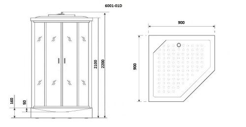 Душевая кабина Niagara Premium 60010114D 90х90 трапеция с крышей ориентация универсальная - фото 3