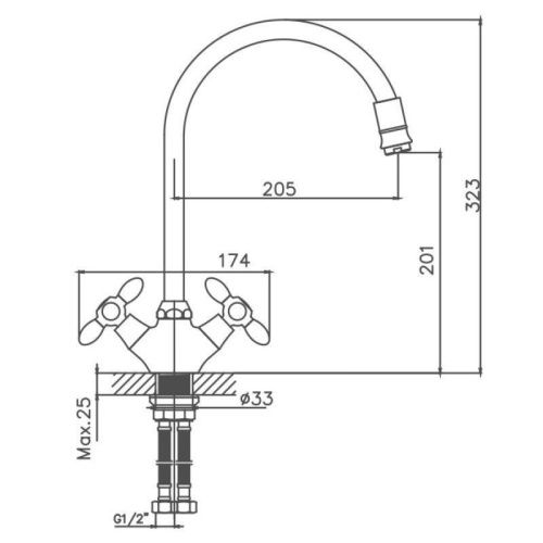 Смеситель для кухни Cron CN46127-6 на мойку красный - фото 3