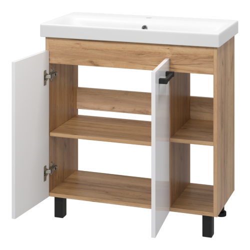 Тумба под раковину Misty Крафт П-Кра-07080-011 80х40 напольная цвет белый/коричневый - фото 4