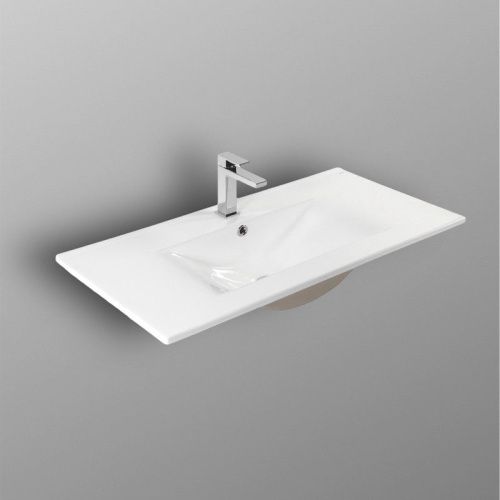 Раковина из сантехнического фарфора Bond Cube S05-900 90х50 встраиваемая цвет белый 1 отверстие под смеситель - фото 5