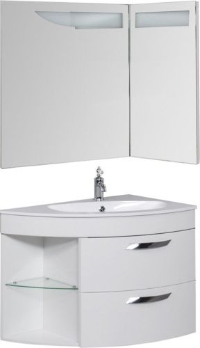 Тумба с раковиной De Aqua Трио Люкс 00197202 90х50 подвесная цвет белый - фото 5