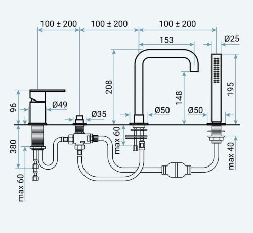Смеситель Emmevi Filobrass 85120ZI/NEO на борт ванны черный - фото 2