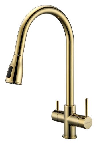 Смеситель для кухни Paulmark LANGE La214212-G на мойку золото