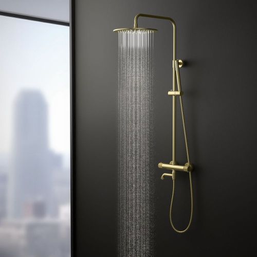 Душевая стойка Timo Saona SX-2380/17 настенная цвет золото с термостатом - фото 4