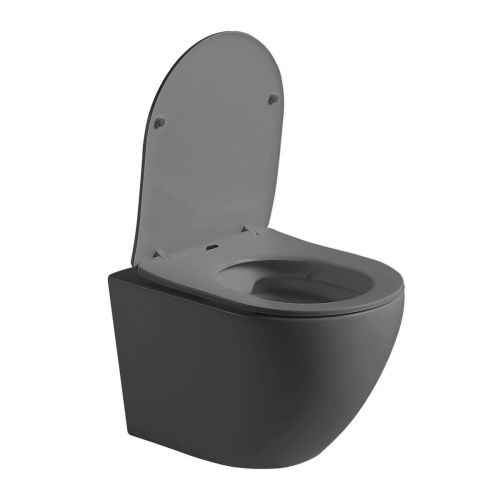 Унитаз подвесной Vincea Globo VT1-14SMA черный с сиденьем микролифт безободковый душевой смыв - фото 4