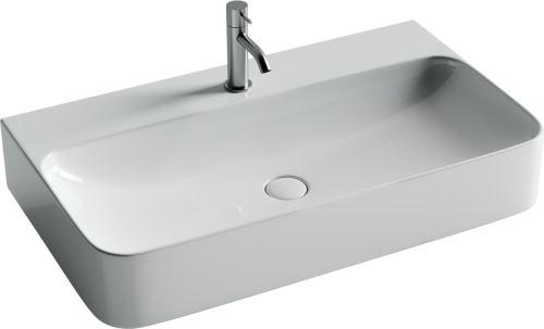 Раковина из сантехнического фарфора Ceramica Nova AURA CN2006 80х50 подвесная цвет белый 1 отверстие под смеситель - фото 2