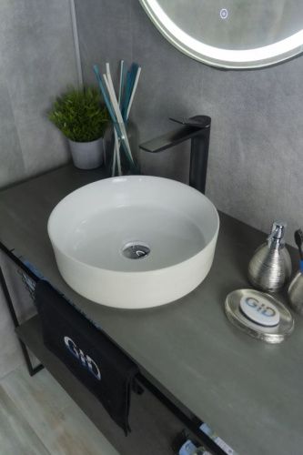 Раковина керамическая Gid 53329 40х40 накладная цвет бежевый без отверстий под смеситель - фото 4