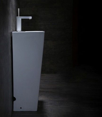 Раковина из сантехнического фаянса CeramaLux NB147 30х30 напольная цвет белый 1 отверстие под смеситель - фото 4