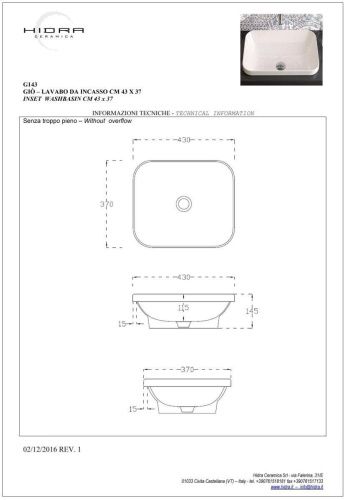 Раковина керамическая Hidra Gio G143/026 40х40 встраиваемая цвет черный без отверстий под смеситель - фото 2