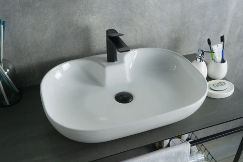 Раковина керамическая Gid Lago 51156 60х40 накладная цвет белый 1 отверстие под смеситель - фото 5