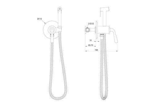 Гигиенический душ со смесителем Wonzon & Woghand Steam WW-88829008-MB черный - фото 2
