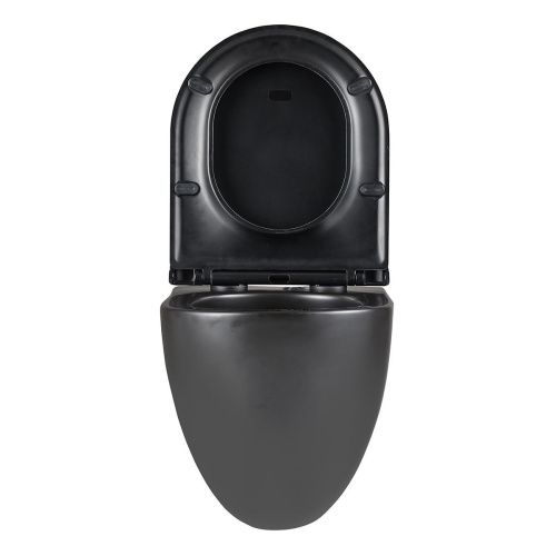 Унитаз подвесной LeMark Glazer 9612004 черный с сиденьем микролифт безободковый смыв торнадо - фото 5