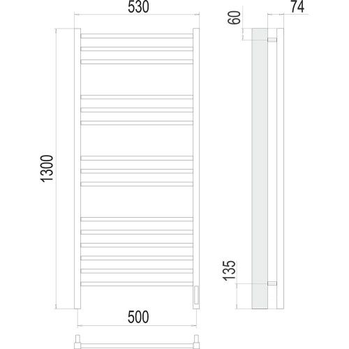 Полотенцесушитель электрический Terminus 4670078526304 55х130 хром - фото 3
