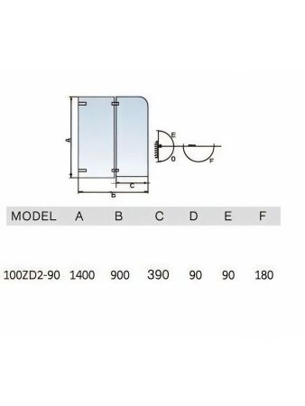 Душевая шторка на ванну WeltWasser WW100 10000003477 90х140 стекло прозрачное профиль хром ориентация универсальная