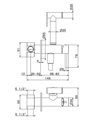 Гигиенический душ со смесителем Kerama Marazzi FUTURA 886KM.21.018 хром - фото 2
