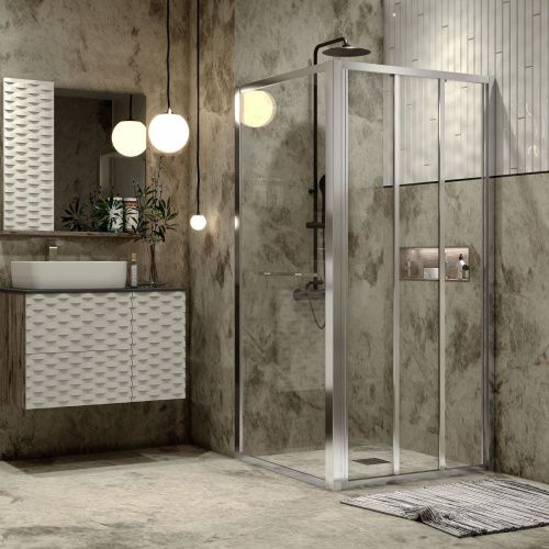 Душевой уголок Grossman Alba GR-9090Al1 90х90 стекло прозрачное профиль хром без поддона - фото 2