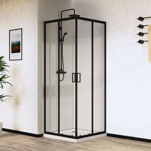 Душевой уголок Vincea City VSS-5CT8010CLB 100х80 стекло прозрачное профиль черный без поддона