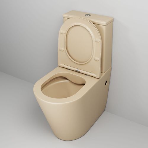 Унитаз напольный с бачком Grossman Color GR-4480BEMS бежевый с сиденьем безободковый каскадный смыв - фото 4