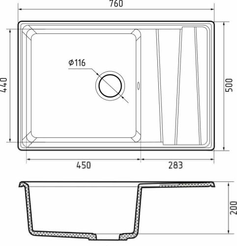 Кухонная мойка Granfest Level LV-760L терракот 75х50 цвет коричневый поверхность матовая - фото 3