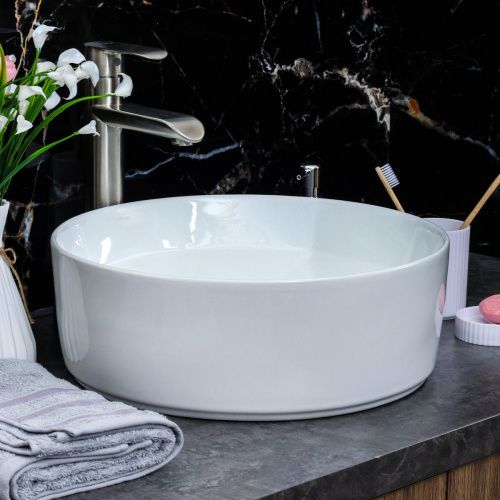 Раковина из сантехнического фарфора Melana 320340-805 40х40 накладная цвет белый без отверстий под смеситель - фото 4