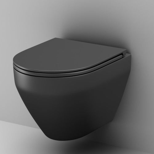 Унитаз подвесной Am.Pm Spirit V2.0 C701700MBSC черный с сиденьем микролифт безободковый каскадный смыв - фото 5