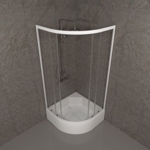 Душевой уголок Тритон Ультра Щ0000061812 90х90 стекло прозрачное профиль белый с поддоном - фото 4