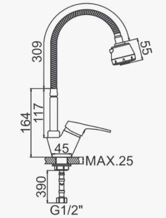 Смеситель для кухни D-Lin D150409-T на мойку хром