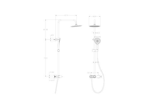 Душевая стойка Wonzon & Woghand Muse WW-A30653-BGG настенная цвет серый - фото 2