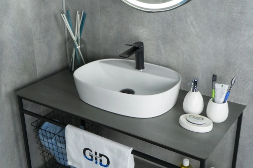 Раковина керамическая Gid Lago 51166 50х40 накладная цвет белый 1 отверстие под смеситель - фото 3