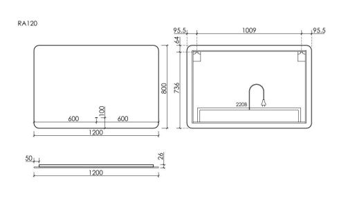 Зеркало с подсветкой Sancos Ray RA1200 120х80 подвесное - фото 5