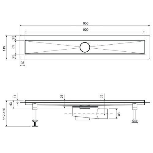 Душевой лоток Timo Drain Systems DS230209/00 95х10 хром - фото 2
