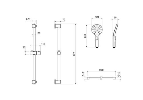 Душевой гарнитур Aquatek Оберон AQ2016BG настенный золото - фото 2