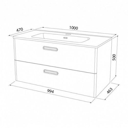 Тумба с раковиной Iddis Brick BRI10W1i95K 100х50 подвесная цвет белый - фото 3