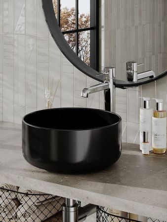 Раковина из сантехнического фарфора Orange B07-345B 30х30 накладная цвет черный