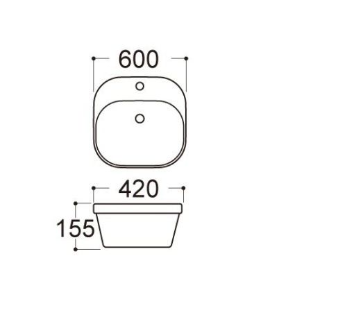 Раковина из сантехнического фарфора Aquatek АМАДЕО AQ5042-00 50х40 накладная цвет белый 1 отверстие под смеситель - фото 2