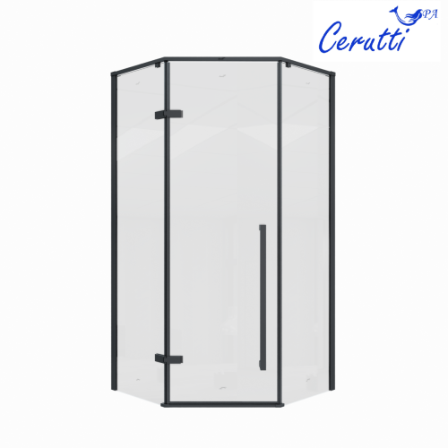 Душевой уголок Cerutti SPA C2A 100х100 стекло прозрачное профиль черный без поддона - фото 2