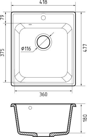 Кухонная мойка Granfest Quarz 17 серый 50х40 цвет серый поверхность матовая