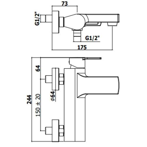 Смеситель для ванны Paffoni Ringo RIN023BO настенный белый - фото 2