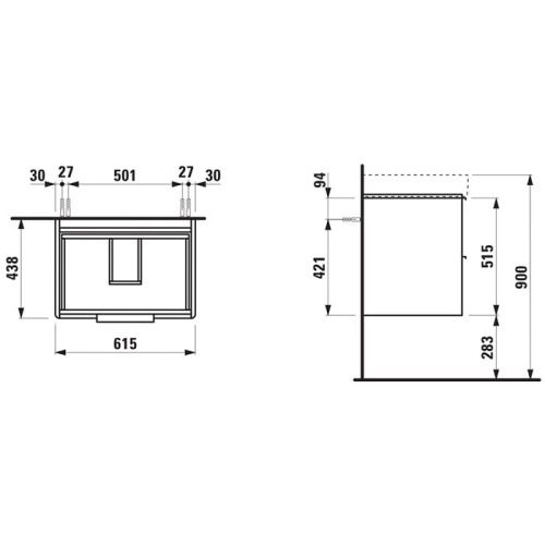 Тумба под раковину Laufen Base 4.0229.2.110.260.1 60х40 подвесная цвет белый - фото 2