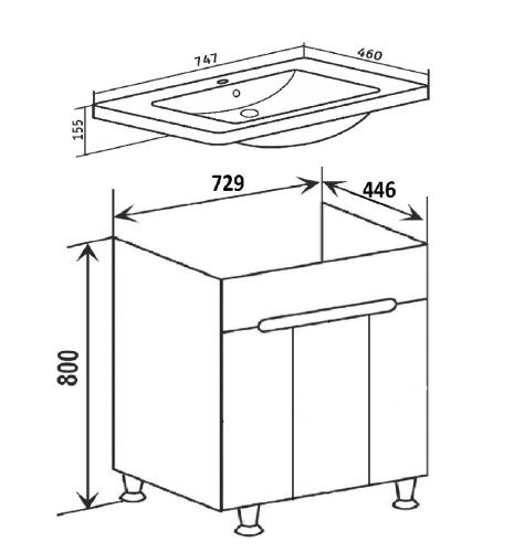 Тумба под раковину Runo Парма 00-00001040 70х40 напольная цвет белый - фото 4