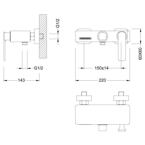Смеситель для ванны и душа Timo Torne 4314/03Y настенный черный - фото 2